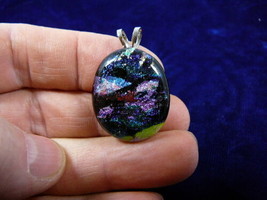 #DL-834 Dichroic Fused Glass Pendant Jewelry Purple Green Wow - £27.64 GBP