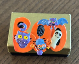 Halloween Pin Brooch Boo Cat Spider Ghost Bat Orange Plastic Fall Sweate... - $9.27 CAD