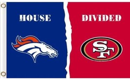 Denver Broncos and San Francisco 49ers Divided Flag 3x5ft - £12.78 GBP
