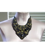  Vintage Beaded Tie on Collar Black and Gold - £19.53 GBP