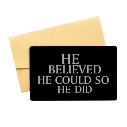 Primary image for Motivational Christian Black Aluminum Card, He Believed He Could So He Did, Insp