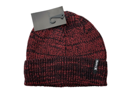 Hurley Unisex Red/ Black Max Cuff 2.0 Mixed Yarn Knit Beanie Ski Cap Winter Hat - £9.93 GBP