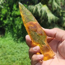6&quot; Yellow Citrine Glass Ritual Dagger | Hand-Knapped Crystal Athame Gift - $14.84+