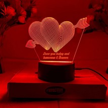 Valentine&#39;s day Gift Night Light , Heart shape 3D Illusion Night Lamp, Romantic  - £23.24 GBP