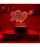 Valentine&#39;s day Gift Night Light , Heart shape 3D Illusion Night Lamp, R... - £23.17 GBP