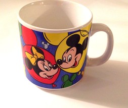Disney Ceramic Coffee Mug Mickey Minnie Mouse Balloons Pluto Donald Duck... - $15.79
