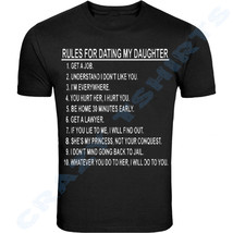 Father&#39;s Day Gift For Dad Shirt Rules For Dating My Daugherty Black Tee - £6.12 GBP