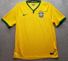 Brazil National Football Soccer Sport Nike Dri-Fit Jersey Men XL Yellow ... - $39.51