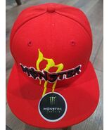 Monster Energy Red Snapback Hat Cap Yellow Black Flame Logo Adjustable F... - €21,30 EUR