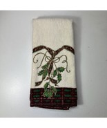 New Lenox Christmas 100% Cotton Fingertip Towel~Holly Maroon,Green &amp; Gol... - €8,56 EUR