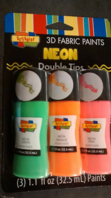 12 bottle Pink Orange Green 4x3 pk 3D Paint NEON UV blacklight glow craf... - $6.92