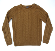 Suitsupply Wool Cashmere Cable Knit Crewneck Sweater Size S Brown Button - £28.39 GBP