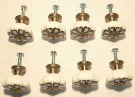 CASA DECOR - Art Deco White Ceramic Drawer or Cabinet Door Floral Pull Knobs - £14.77 GBP