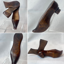 Antq 1800&#39;s Victorian Folk Art Hand Carved NL Wood Clog Shoe Trinket Puz... - £181.55 GBP