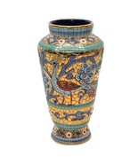 Italian Polychrome Vase Bird Gold Majolica Mosaic Maioliche Deruba Italy... - $98.97