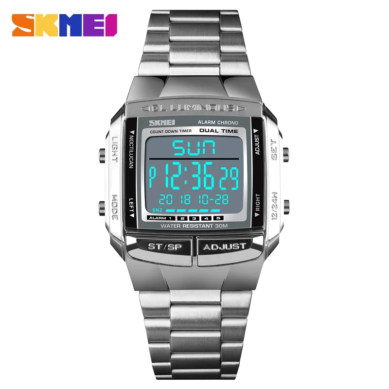   Watch Men Digital Watch Alarm Clock  Watch Large Dial Gl Mirror Clock Fashion  - £80.51 GBP