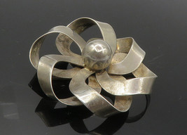NAPIER 925 Sterling Silver - Vintage Smooth Ribbon Flower Brooch Pin - BP4023 - £68.83 GBP