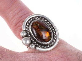 sz7 Vintage Native American Sterling Fire Agate ring - £129.22 GBP