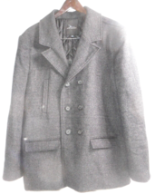 MARC ANTHONY Mens Pea Coat Jacket Gray/Black Wool Blend Double Breasted Sz Large - £34.65 GBP