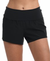 La Blanca Womens Soft Waistband Board Shorts Size L Black Fold Over New 3&quot; - £31.25 GBP