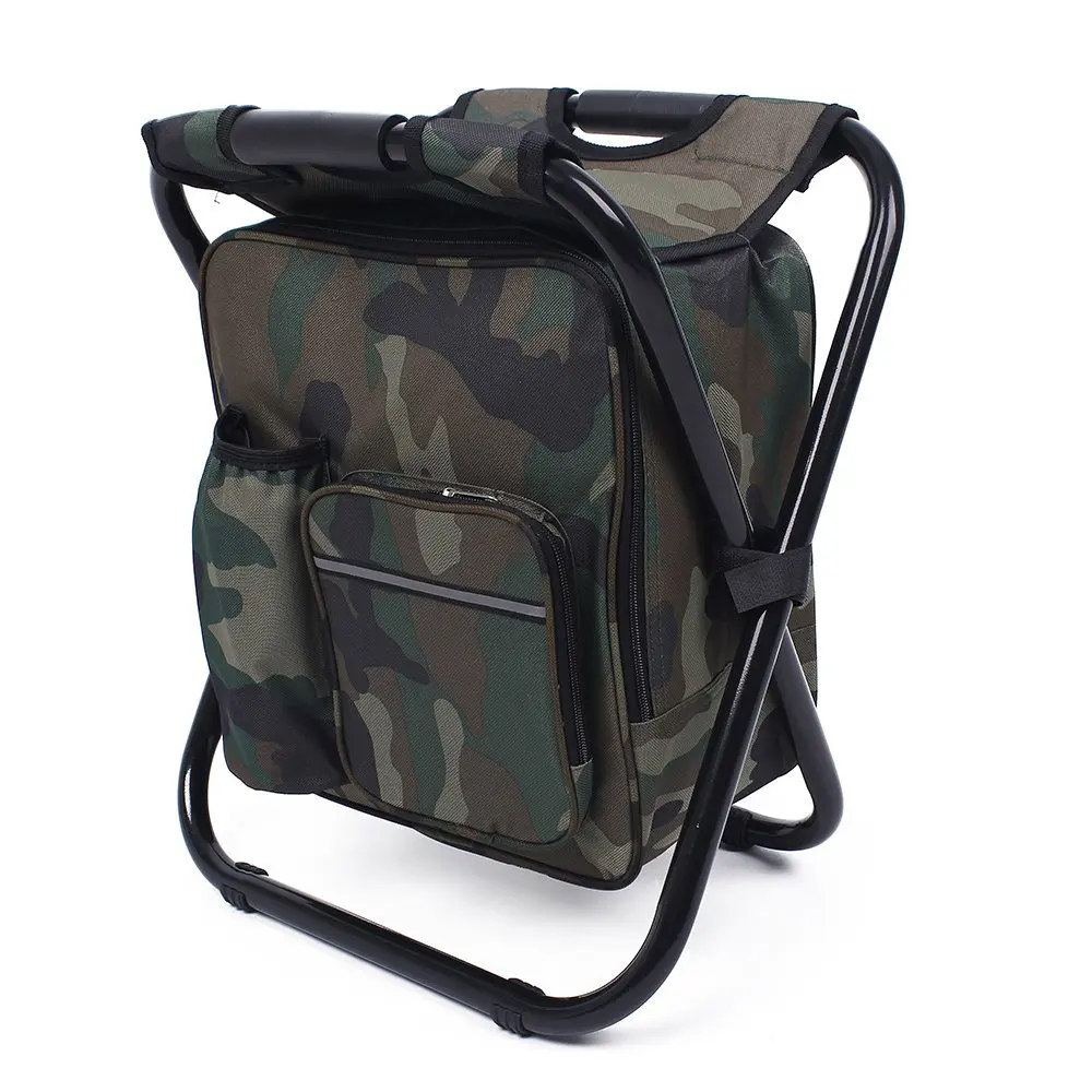 2 in 1 Portable Backpack Chair Outdoor Fishing Chair Foldable Seat Stool - £38.04 GBP