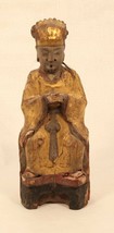 Ming Dynasty Dorado Madera Estatua de Un Sentado Deity - £541.03 GBP