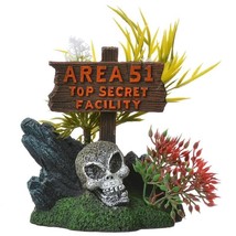 Blue Ribbon Exotic Environments Area 51 Sign with Skull Aquarium Ornament - £14.91 GBP