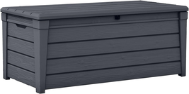 Keter Brightwood 120 Gallon Resin Large Deck Box for Patio Garden Furniture, Out - £251.10 GBP