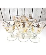 Libbey Gold Leaf Wine Glasses Frosted 4oz Set Mid Century Stemware VTG - $50.55 CAD