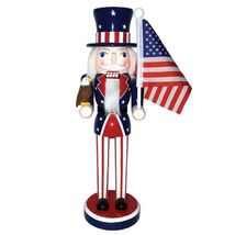 Uncle Sam Stars and Stripes American Flag Wooden Christmas Nutcracker 14... - $49.48
