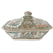 c1860 Antique Chinese Famille Rose Medallion Covered Serving Dish 9.5&quot; wide x 6&quot; - £205.82 GBP