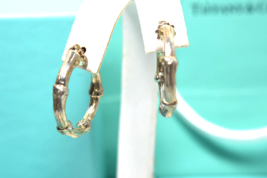 Tiffany & Co Vintage Bamboo 1" Hoop Earrings Sterling Silver 1996 - $391.05