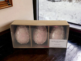 Cupcakes &amp; Cashmere Beaded Sequin Pink Easter Eggs Set of 3 Spring Decor 5 Inch - £28.88 GBP