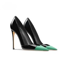 Women&#39;s Black Patent Leather Pointed Stiletto Heels - $174.76