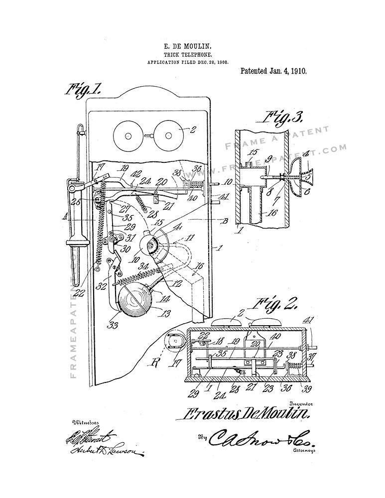 Primary image for Trick-telephone Patent Print - White