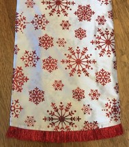 New Holiday Time 48&quot; White Satin Red Glitter Snowflake Christmas Tree Skirt - £15.62 GBP