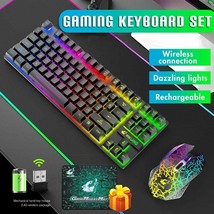 2.4G Wireless Keyboard and Mouse Combos Sets 104 Keys Rainbow Backlight Gaming K - £47.81 GBP+