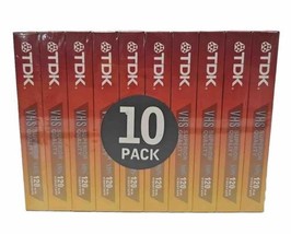 TDK Blank 10 VHS Tapes Superior Quality T-120 6 Hours/EP 10 Pack NEW - £17.17 GBP