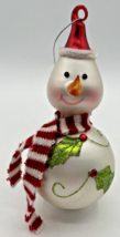 Vintage Blown Glass Snowman with Scarf Ornament U255 - £22.52 GBP