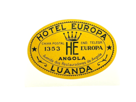 Luggage Label Repro Sticker Exotic Travel Hotel Europa Angola Luanda - $11.87