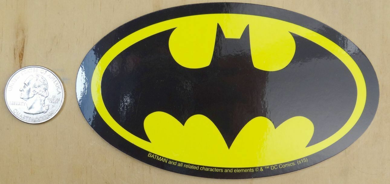 BATMAN - CLASSIC BAT EMBLEM  PEEL AND STICK STICKER 5 &quot; X 3 7/8 &quot; - $4.29