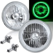 55 56 57 Chevy Halogen Green LED Halo Headlight Headlamp H4 Light Bulbs 7&quot; Pair - £71.07 GBP