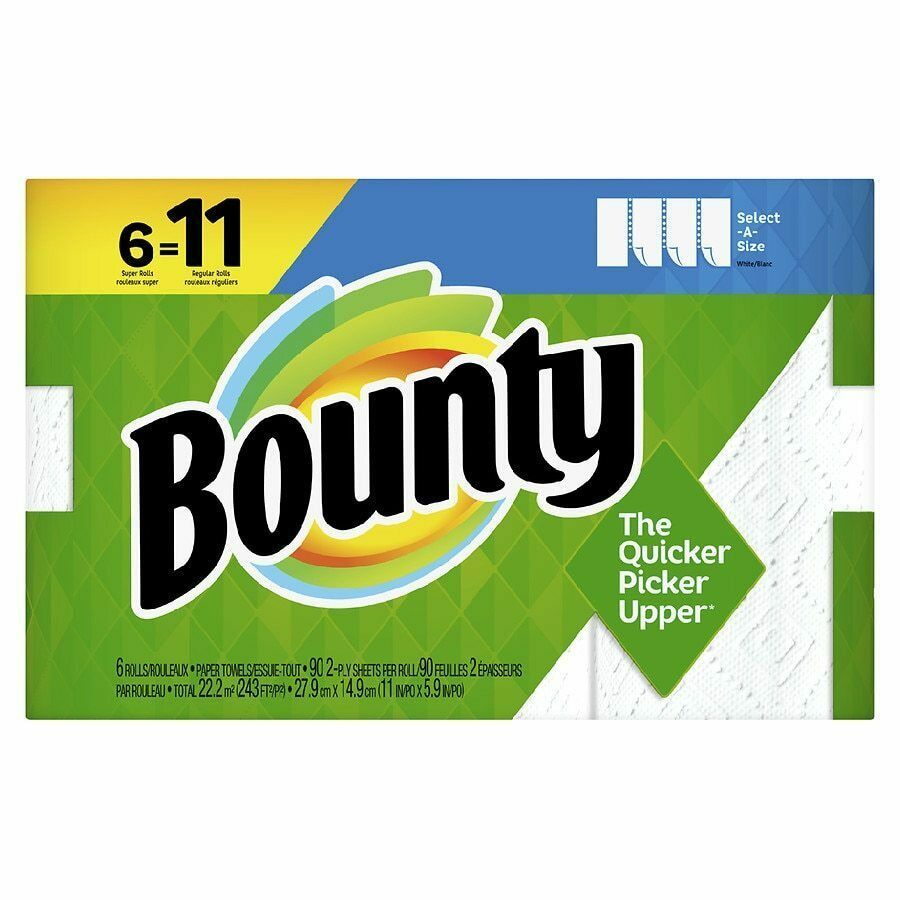Bounty Select-A-Size Paper Towels White 6Double Rolls = 11 Regular Rol 6.0ea - $21.88