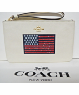 Coach F73609 Large Flag Motif Zip Top Wristlet leather NWT LQQK Americana - $79.95