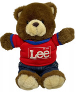 Vintage Mr Lee Denim Teddy Bear 12&quot; Plush Stuffed Toy - £11.01 GBP