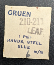 1 Pr / Set Of NOS Gruen 210-211 Blue Steel LEAF Style Wrist Watch Hands 6mm - £13.15 GBP
