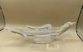 Vintage Art Vannes Large Clear Lead Crystal Bird Shaped Dish France 15” ... - $55.43