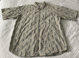 VTG Columbia Mens L Fishing Shirt Collared Button Front All Over Print B... - £10.29 GBP