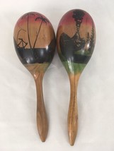 Set of 2 Mexican Hand Painted Vintage Mariachi Shakers - $24.75