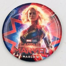 2019 Captain Marvel Movie March 8 Souvenir Button Pin 3&quot; Disney - $6.79
